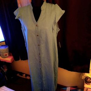 NWT Harlow & Rose size L long buttoned denim dress